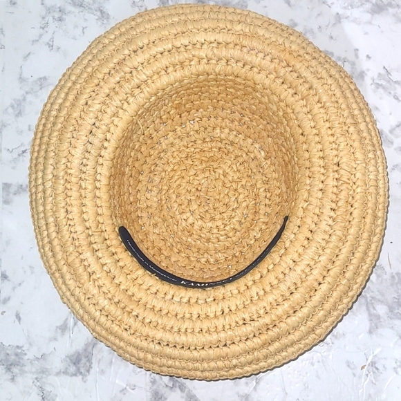 Kaminsky Raffia Straw Sun Beach Hat Vintage w Folk Art Hat Pin Australian main image 6